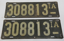 Antique Iowa License Plate Set 1916 - 1918 Issue Not Dated Set of 2     TF picture