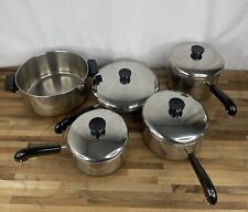 Vintage Revere Ware Copper Bottom Cookware 9 Pieces Set Made In USA picture