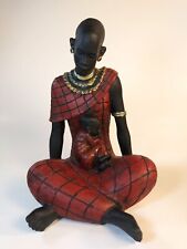 Beautiful Tribal Woman Figurine Sitting Down with Child on her lap picture
