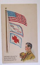 Patriotic postcard - Democracy, Sacrifice, Humanity  Wall signed  picture
