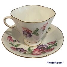 vintage clarence bone china tea set teacup and plate pink floral gold rimmed set picture