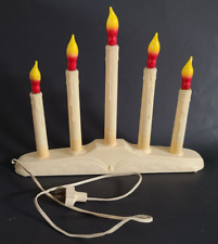 Vtg 5 Candle Window Candelabra Christmas Candolier Light w/Flame Bulbs Plastic picture