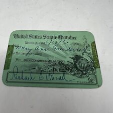 1960 United States Senate Chamber Pass Card Richard Russell Signature picture