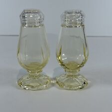 GLOWS Cambridge Yellow Glass Salt And Pepper Shakers Vintage Rare Hard To Find  picture