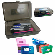 3 School Pencil Boxes Office Supplies Case Pen Art Craft Organizer Plastic Box picture
