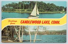 c1960s Greetings From Candlewood Lake Connecticut Vintage Multi View CT Postcard picture