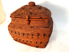 Antique Lidded Basket, Finely Woven From Grass, Attributed To Pacific Northwest picture