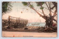 Vintage Postcard - 1911 Shipbuilding at Harbor Singapore - Carte Postale picture