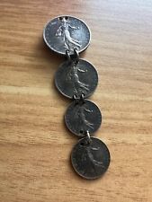 WWI ERA FRENCH 2 FRANC, 1 FRANC, 50 CENTIMES SILVER BROOCH picture