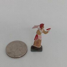 Vintage Lady With Umberella And Fan Had Cast Metal Minature picture