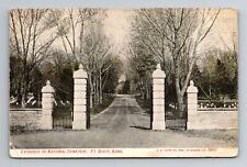 Fort Scott KS-Kanas, Entrance To National Cemetery, Vintage c1908 Postcard picture