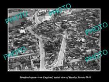 OLD POSTCARD SIZE PHOTO STRATFORD UPON AVON ENGLAND AERIAL VIEW HENLEY ST c1930 picture