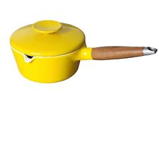 Copco Denmark Michael Lax Yellow Enamel Saucepan Spout with Lid Cast Iron 1.25qt picture