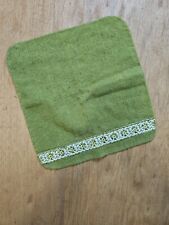Vintage Cannon Royal Family Washcloth MCM Avocado Green Flower Trim picture