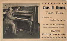Roslindale MA Massachusetts Adv Card/Postcard Chas Homan Piano Tuner c1910 picture