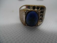 18kt HGE  gold tone turquoise blue mens ring for parts or repair size 11 picture