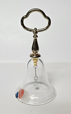 Vintage Fostoria American Glass Bell with Gold Handle Crystal Clapper Label 5.5