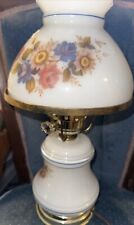 VINTAGE White Milk Glass Floral Pattern HURRICANE STYLE LAMP - 3 WAY SETTINGS picture