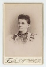 Antique c1880s Cabinet Card Beautiful Woman in Dress Wearing Glasses Reading, PA picture
