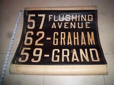 NY NYC BUS ROLL SIGN BROOKLYN TROLLEY COLLECTIBLE FLUSHING AVENUE GRAHAM GRAND picture