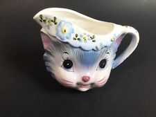 1508 Lefton CREAMER ONLY Blue NO CHIPS Miss Priss Kitty Cat  Vintage Kitsch picture