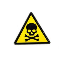 Skull and Crossbones Warning Sign Enamel Pin 1.5 inch picture