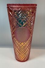 STARBUCKS Cup Tumbler 24 Oz. IRIDESCENT PEACH COLOR STUDDED No Straw 2021 picture