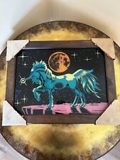 Vintage Unicorn Moon Stars Glitter Print Art By GraphiCreations Glass Front New picture