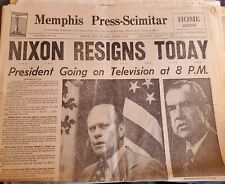 Memphis Press-Scimiter August 1974 Nixon Resigns Today Newpaper picture