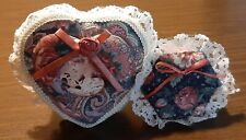 Vintage Victorian Heart-Shaped Jewelry Trinket Box & Small Hexagon Shaped Box picture