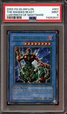 2003 Yu-Gi-Oh LON Labyrinth Of Nightmare #001 The Masked Beast PSA 9 MINT picture