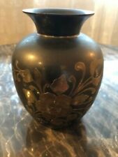 Vintage Floral Engraved Etched Flowers small Metal Brass Vase Decorative picture
