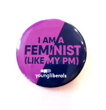 Feminist Like My PM 2016 Justin Trudeau YOUNG LIBERAL CANADA pinback button picture