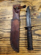Vintage U.S. Camillus N.Y. MK-2 Combat Fighting Knife and Leather Sheath picture
