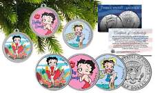 BETTY BOOP CHRISTMAS Colorized JFK Half Dollar U.S. 3-Coin Set Tree Ornaments picture