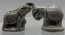 Vintage Two Wade Whimsies Ceramic Gray Elephant’s Noah's Ark Figurine 1 Trunk Up picture
