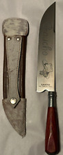Vintage Brazilian Made Gaucho Inox Engraved Blade Knife with Original Sheath picture