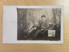 Real Photo Postcard- RPPC Man In Car Photo Booth- Lakeside Park, Auto, Portrait picture