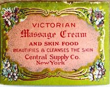 Victorian Massage Cream Central Supply Co Antique Label 1900s 1.25 x 1.5 Mini picture