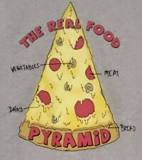 THE REAL FOOD PYRAMID Vegetables Meat Dairy Bread Pizza Medium T-Shirt NWT picture