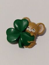 Vintage Hallmark Mouse Green Clover 1983 Plastic Pin picture