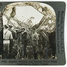 Wrecked Zeppelin WW1 Dirigible Stereoview c1918 France War Disaster Ruins C299 picture