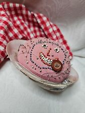 Vintage Handmade FOLK ART Cloth Pin Cushion Footed OYSTER Kitsch OOAK 1950s picture