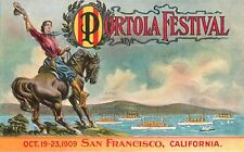 Portola Festival Postcard San Francisco 1909 Cowgirl Looks Over White Fleet picture