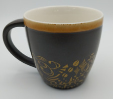 Starbucks 2011 Matte Brown Coffee Mug Cup Gold Rim & Laser Etched Stars 12oz picture