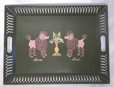 Rare Vintage Francis Martin Hand Painted Poodles Signed On a Punched Metal Tray  picture