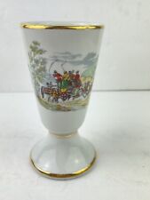 Vintage Equestrian Vase w/Coach and Horses Traditional hunt w/Gold Rim picture