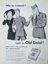 1945 Old Gold Cigarette Print Ad, WW2 Soldiers And His Girlfriend Cartoon  picture