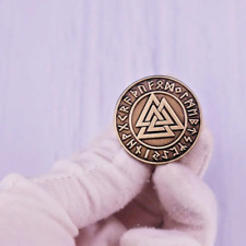 Valknut Vikings Afterlife Symbol Odin Runes Pin Fashion Brooch Metal 1.1 INCH 1X picture