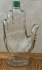 Vintage 1970’s Perfume Cologne Hand Shaped Glass Bottle Barber Shop Green Clear picture